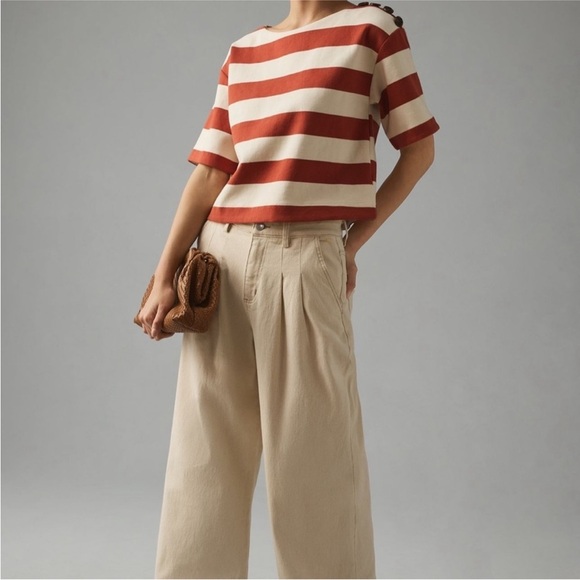 Anthropologie Sunday in Brooklyn Structured Boxy Tee Top Striped Medium - Picture 14 of 14